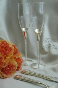 Coordinated Crystal Toasting Flutes