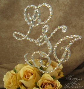 Custom Logo Cake Topper  Font: Jasmine (L&J)  Colors: Jonquil AB, Silk, Lt Peach