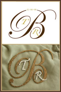 Custom Logo Cake Topper  Fonts: Suzy (B), Hazel (TR)  Colors: Copper (B), Silk (TR)