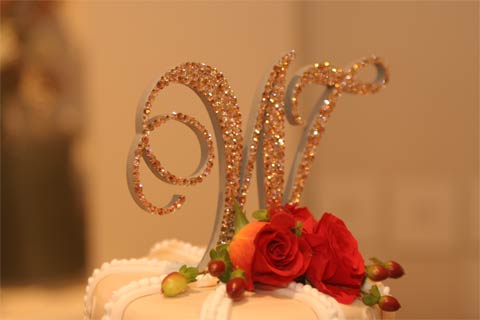 Monogram Wedding Cake Topper using Swarovski crystals Light Colorado Topaz 