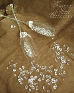 Crystalled Server Set and Crystal Toasting Flutes Close Up