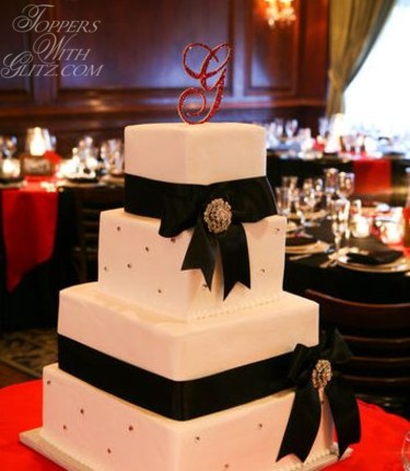 Single Initial Crystal Cake Topper
