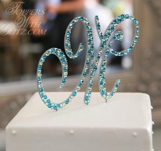 Single Initial Crystal Cake Topper