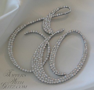 Monogram cake topper using Swarovski crystals Crystal and Cream Pearl