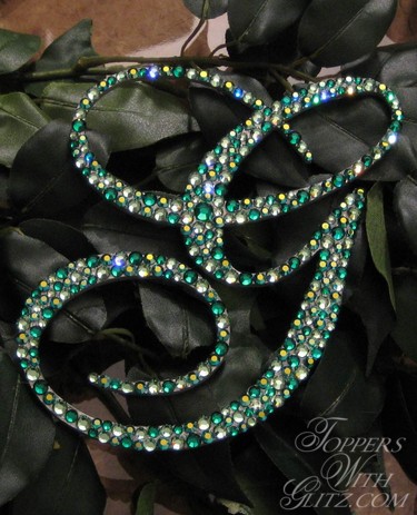 Cake jewelry using Emerald, Emerald AB and Erinte Swarovski crystals