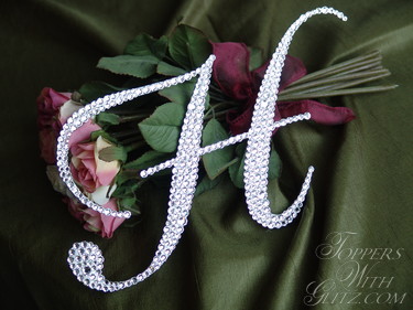 Monogram crystal cake topper using clear crystals