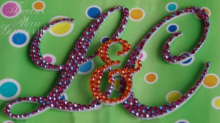 Modern monogram cake topper using Fuchsia, Fuchsia AB, Sun and Hyacinth