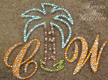 Custom crystal palm tree cake topper