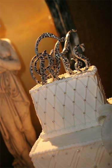 Crystal monogram cake topper using Swarovski crystals Black Diamond, Silver, Crystl and Jet