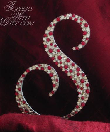 Initial cake topper with Swarovski crystals