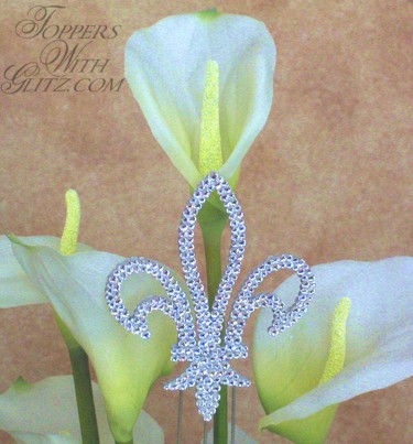 Fleur De Lis crystal cake topper