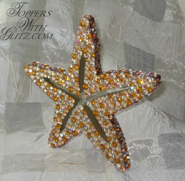 Custom crystal cake topper shaped like starfish