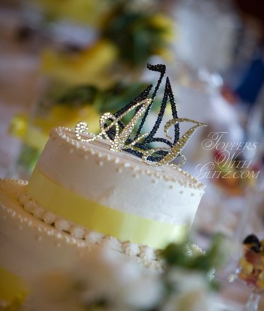 Sailboat cake topper with crystal monogram