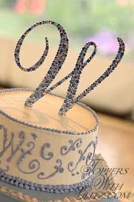 Letter Cake Topper using Light Sapphire, Silk, Light Sapphire AB and Sapphire